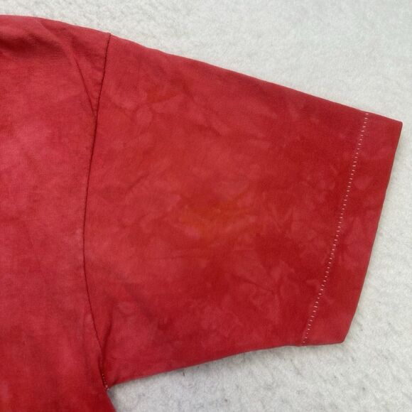 Vintage Christmas Shirt Mens Large L Red White Snowflakes Tie Dye Single Stitch - Picture 4 of 12